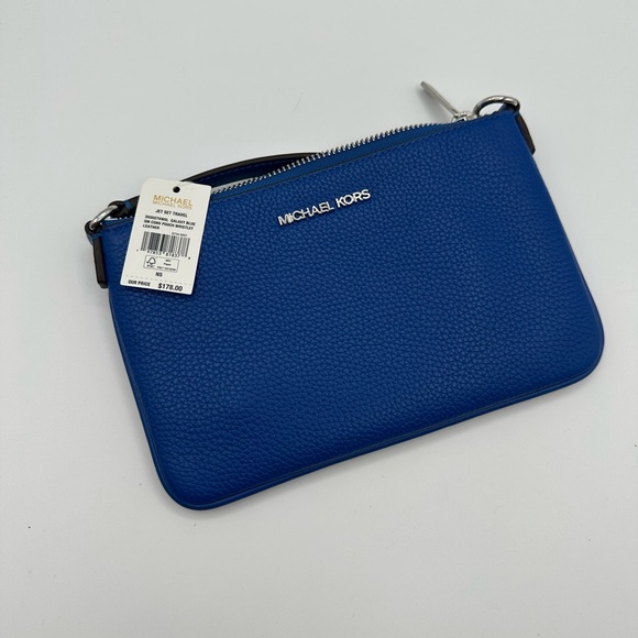 NWT Michael Kors Blue Leather Wristlet
